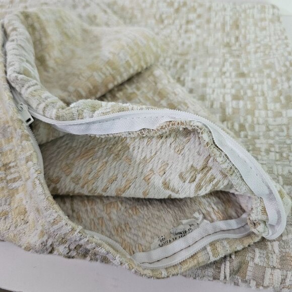 Set Of 2 Haverty's Tweed Beige & White Throw Pillow Covers Zippers 20"x16"《840》M - Picture 6 of 11